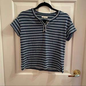 Madewell Brother Henley Tee in Indigo Stripe